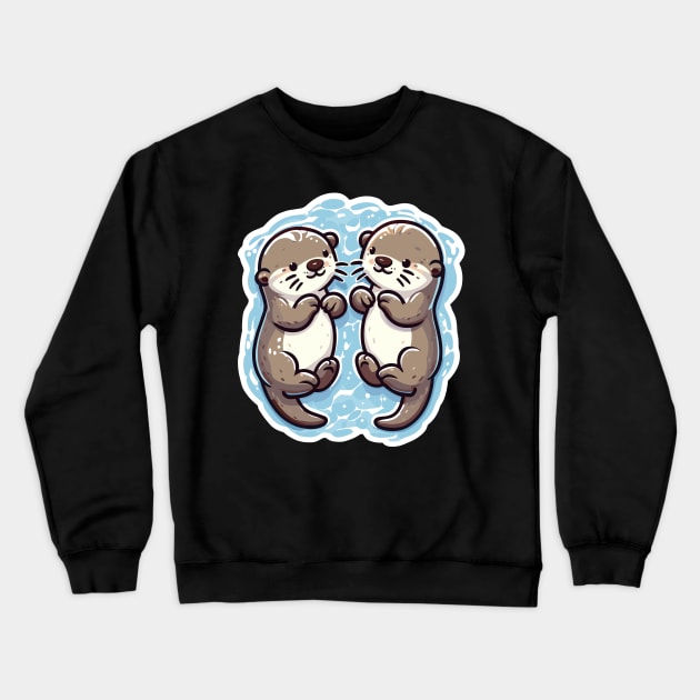 Kawaii Otter couple Crewneck Sweatshirt by PrintSoulDesigns